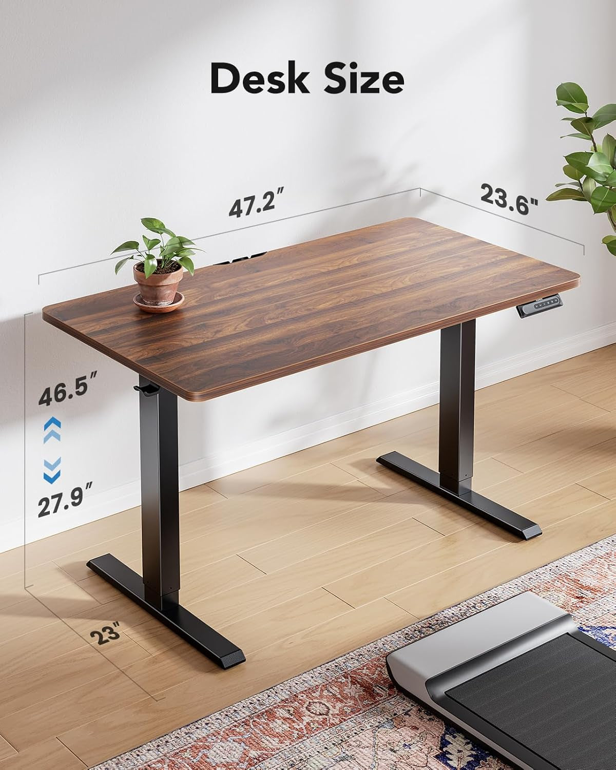 48 Inch Electric Standing Desk With Adjustable Height And Memory