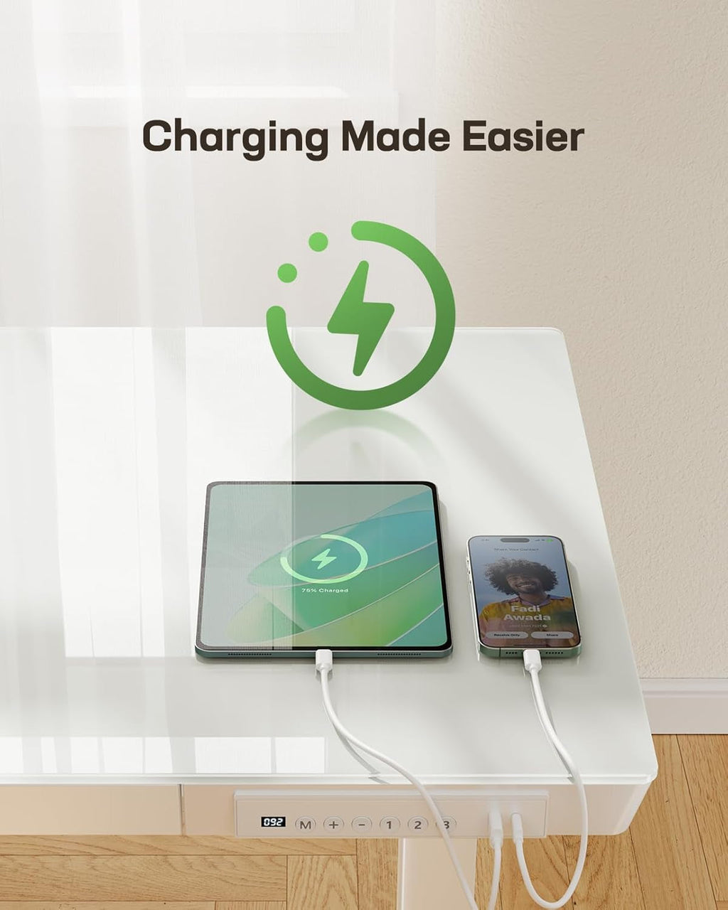 Glass Standing Desk 48x24 Height Adjustable For Home Office