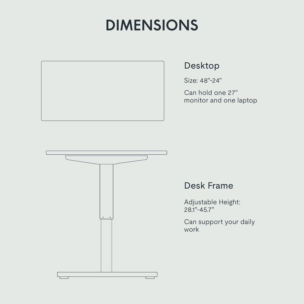 Electric Standing Desk 48x24 Inch Adjustable Height