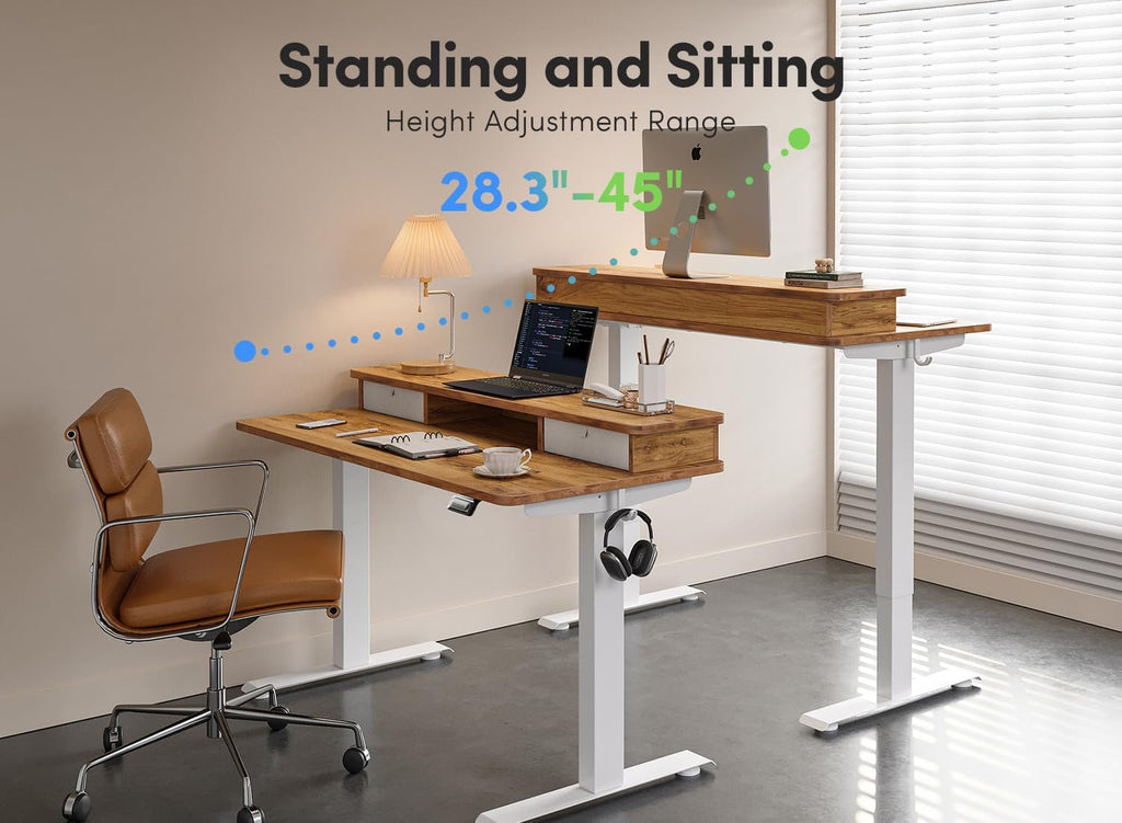 48 By 24 Inch Height Adjustable Electric Standing Desk With Double