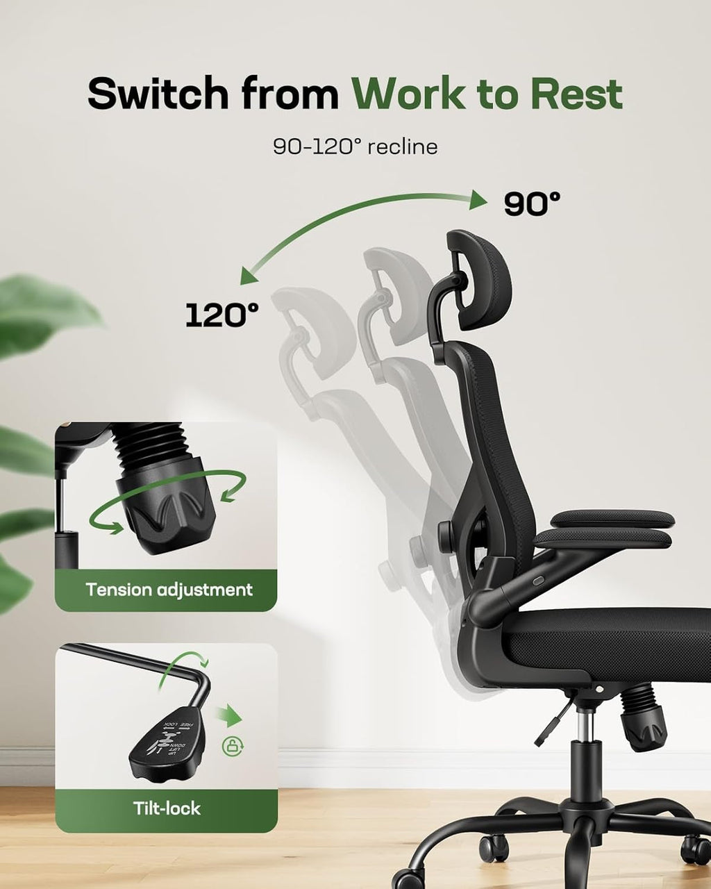 Ergonomic Mesh Office Chair High Back With Lumbar Support