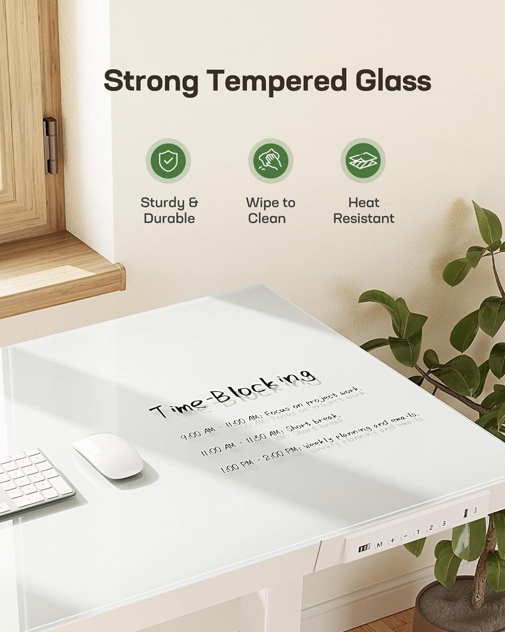 Glass Standing Desk 48x24 Height Adjustable For Home Office