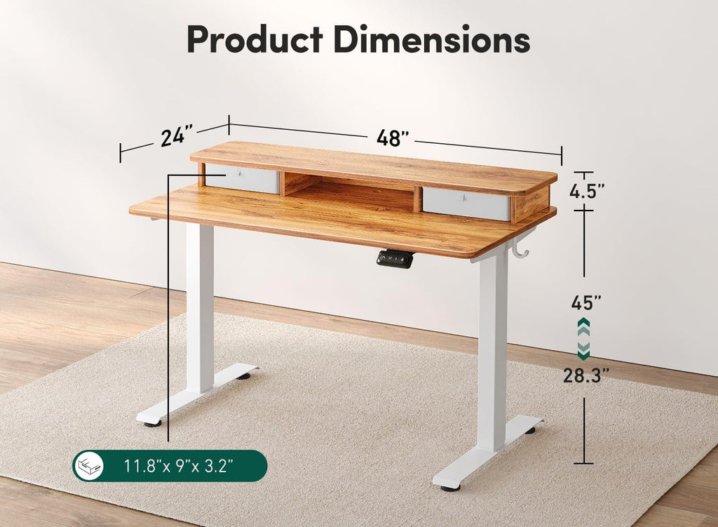 48 By 24 Inch Height Adjustable Electric Standing Desk With Double